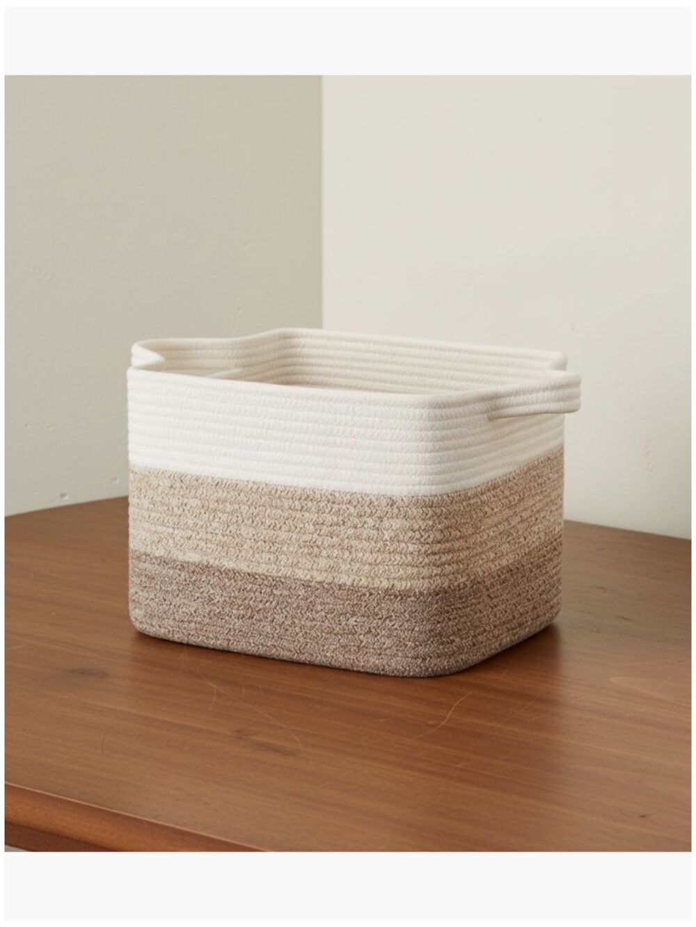 Woven Cotton Storage Baskets with Handles, Pack of 3, 13x9.85x8.7 Inches